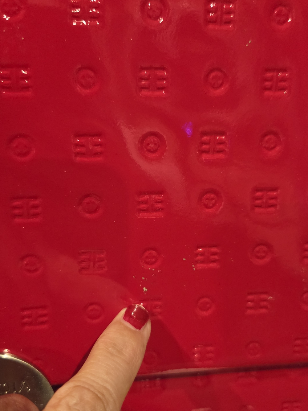 Arcadia Red Patent Leather Embossed Logo Handbag - Made In Italy - Picture 16 of 16